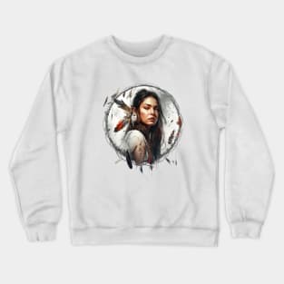 Dreamcatcher Girl, Native American design with dream catcher and feathers Crewneck Sweatshirt